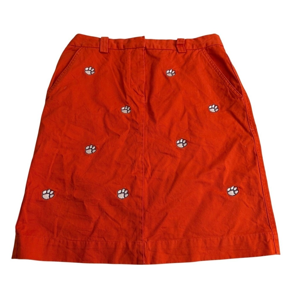Campus Chinos Clemson Orange‎ Paw Print Embroidered Chino Skirt Women's Size 10